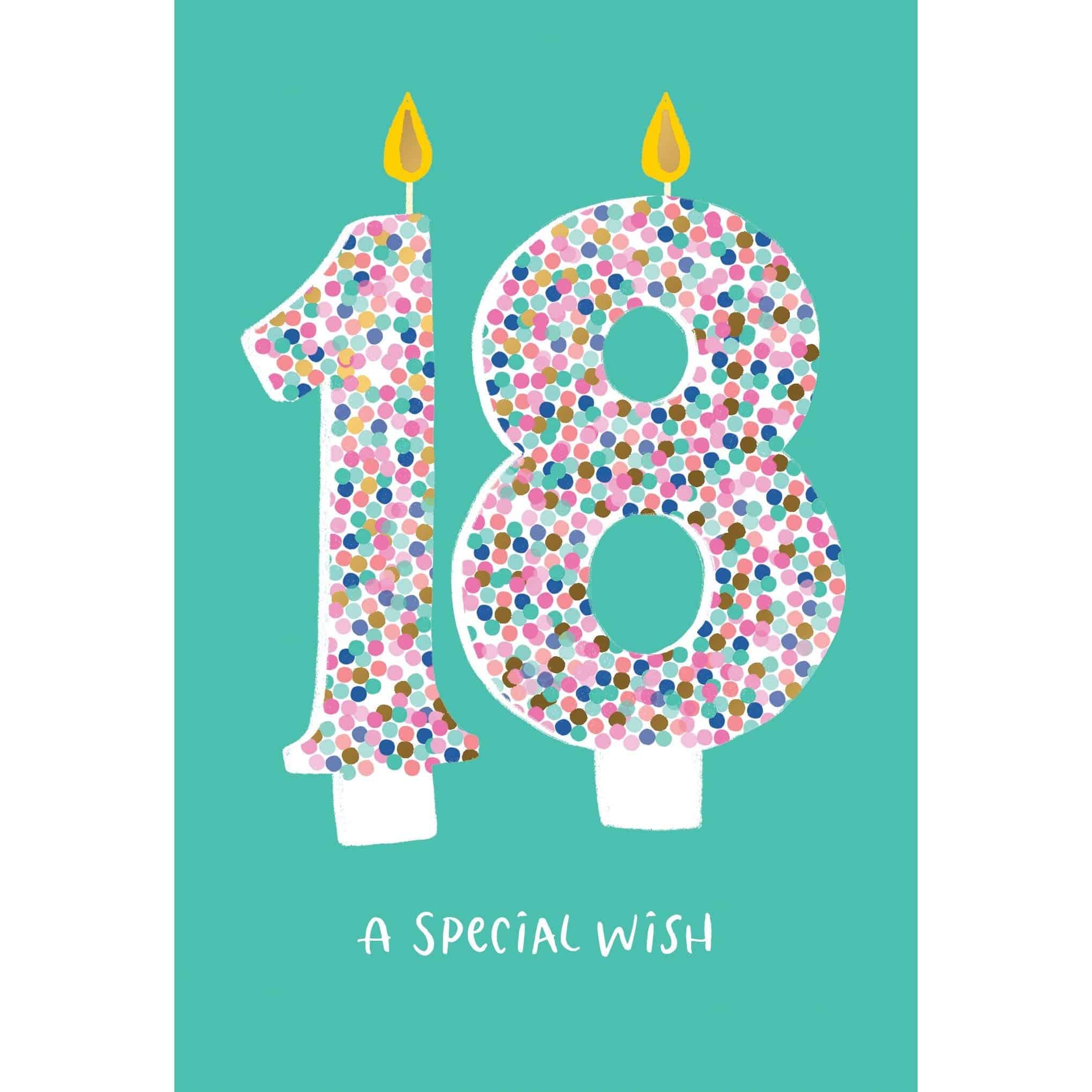 Pictura 18th Sprinkle Candle birthday card with colorful confetti and candle illustration for special celebration occasions.